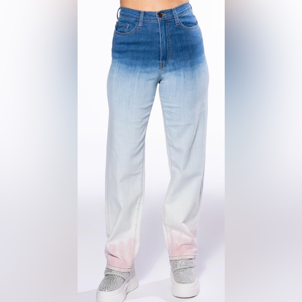BROOKLYN BABY OMBRE HIGH RISE JEANS IN BLUE